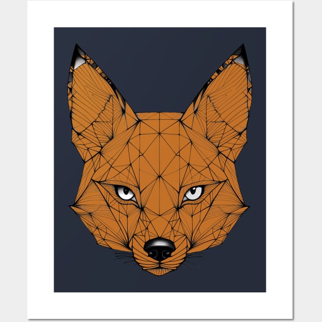 Geometric orange Fox Wall Art by AzimoVs